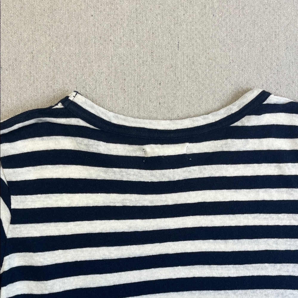 Madewell Navy White Stripe Tee XS 100% Cotton Coastal French Girl Top - Picture 8 of 10